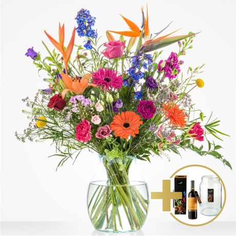 Cadeauset Royaal (met rode wijn en vaas)