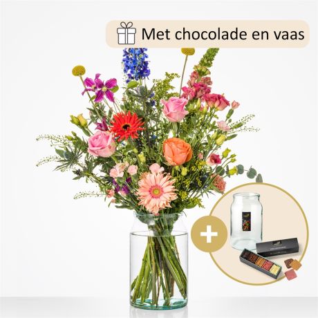 Cadeauset Royaal (met chocolade en vaas)