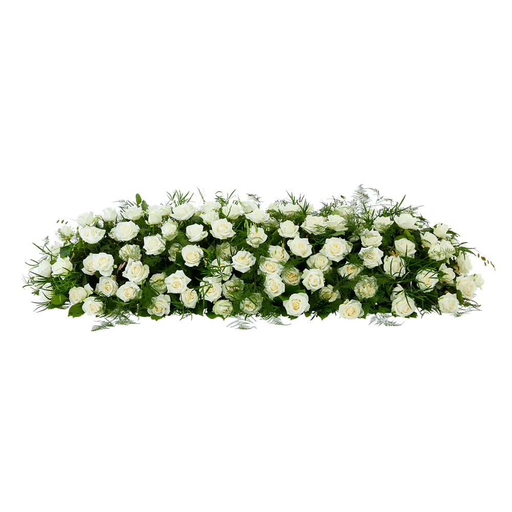 Rouwwerk Pure rozen - Hele kistbedekking