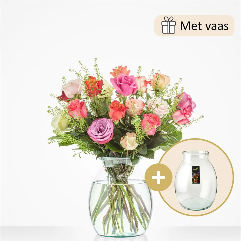 Gift set in pink rose color (with vase)